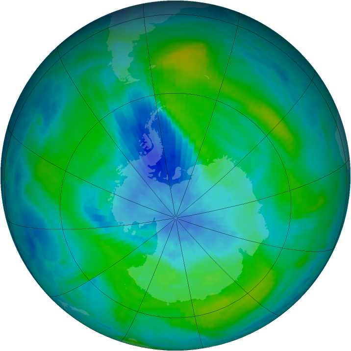 Antarctic ozone map for 13 March 1981